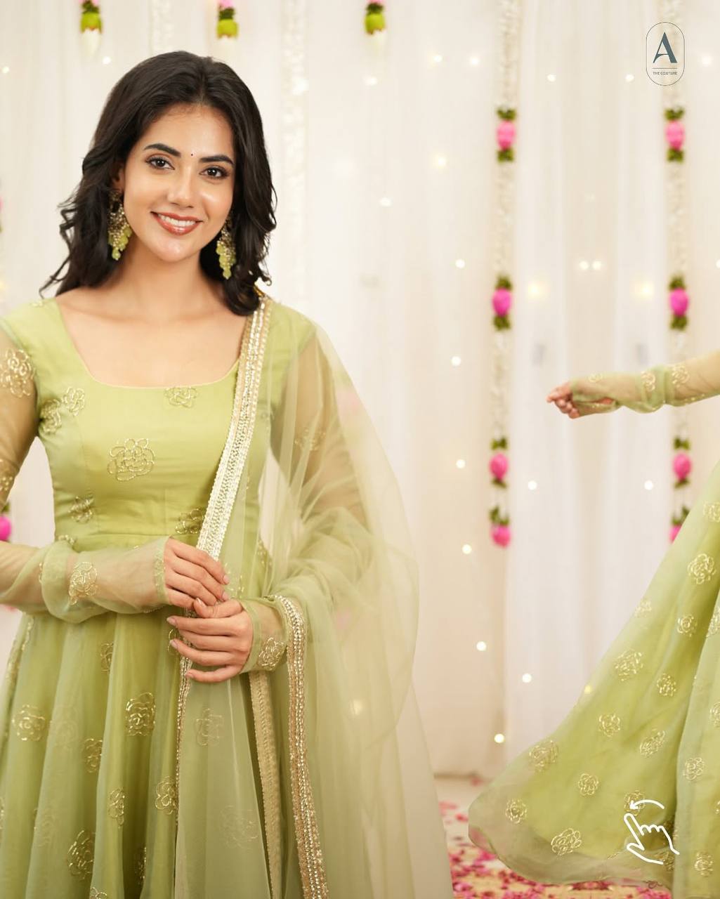 The Ethereal Sage Gilded A-Line Couture